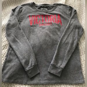 Victoria Sport Long Sleeve Gray Shirt with Red Graphic Size Womens XS